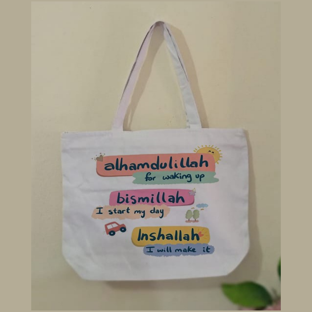 Cotton Canvas Tote Bag - Alhamdulillah DTF Print