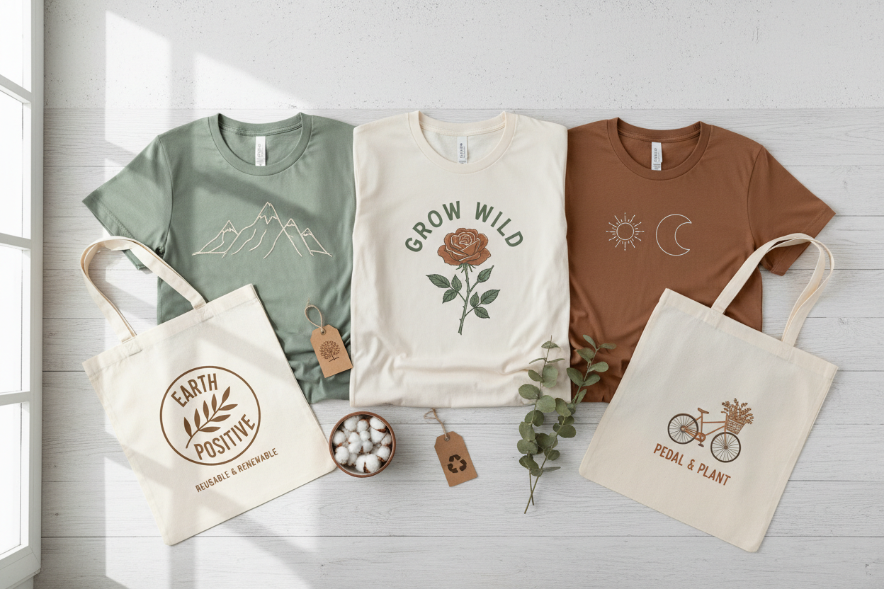 Customized tote bags and t-shirts